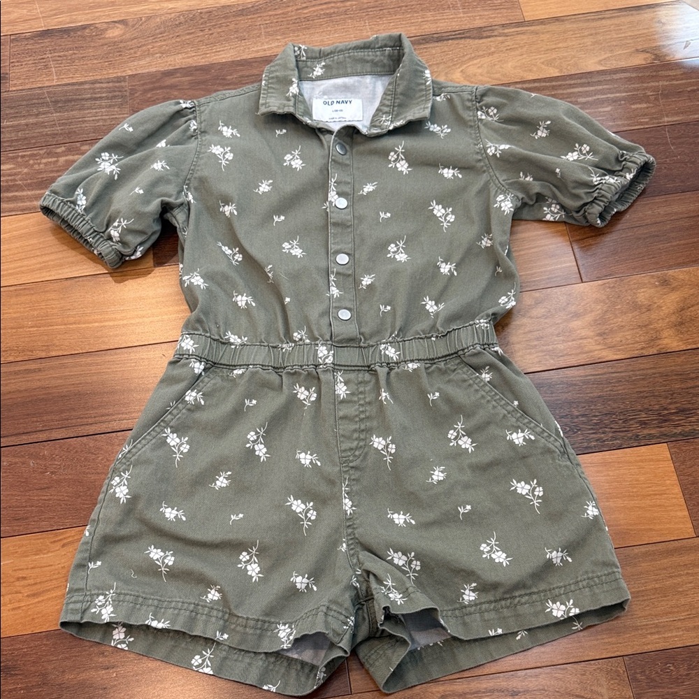 Old Navy Kids Olive Floral Jumpsuit